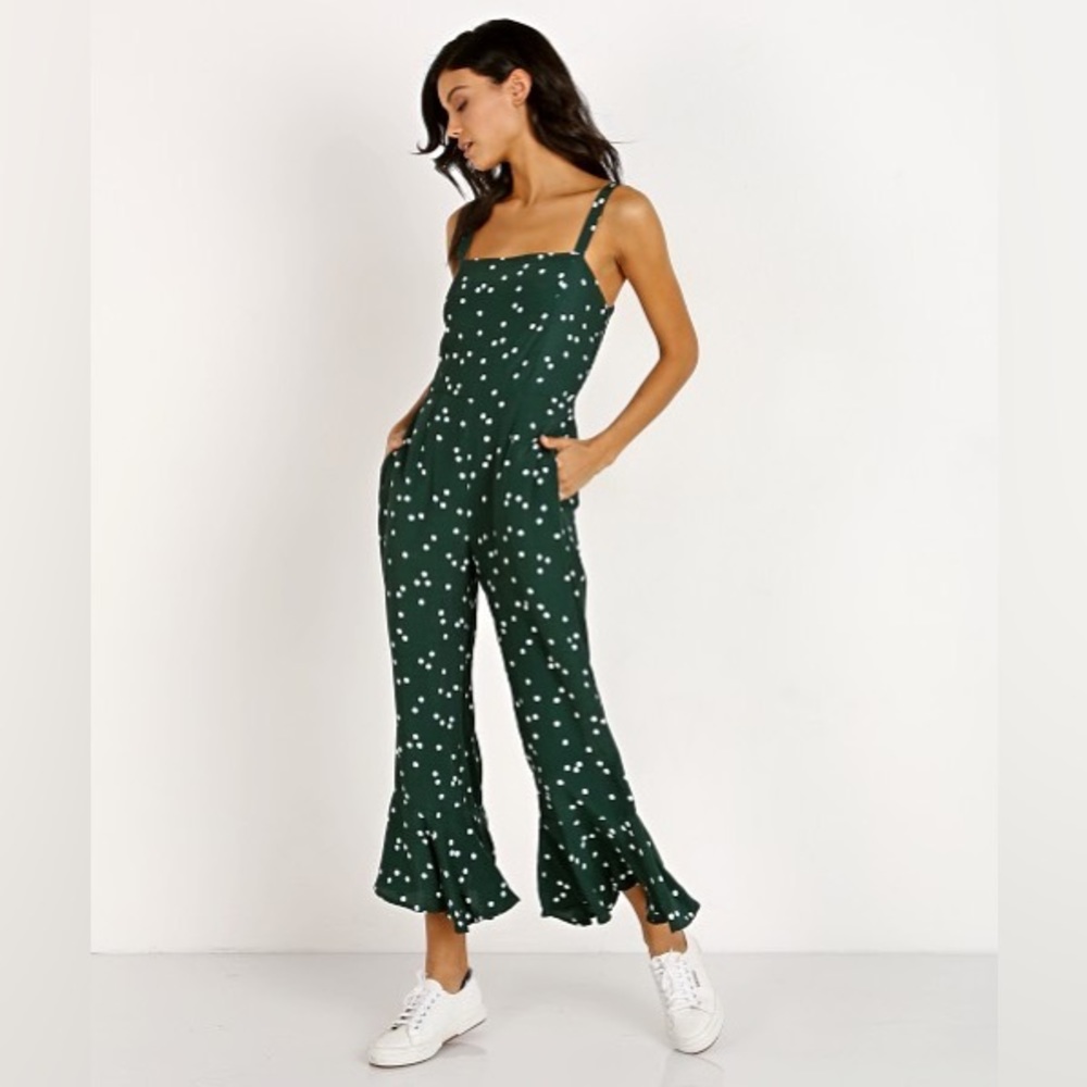 FAITHFULL THE BRAND Lea Linnea Dot Jumpsuit in Green